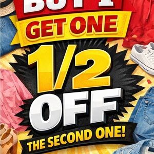 Buy one get one 1/2 price